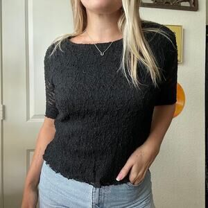 Vintage 90s Y2K Peaces USA Black Fully Lace Baby T Sz XL